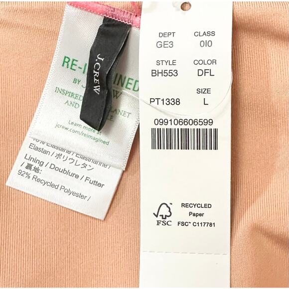 2/$15 NWT J. Crew Curved-Waist Cheeky Bikini Bottom Pink Floral High-Cut Size L - Picture 5 of 9